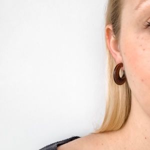 Minimalist Wood Clip-On Hoop Earrings